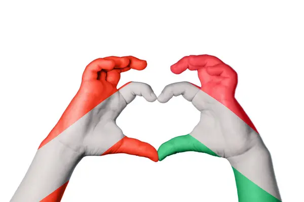 Austria Hungary Heart Hand Gesture Making Heart Clipping Path — Stock Photo, Image