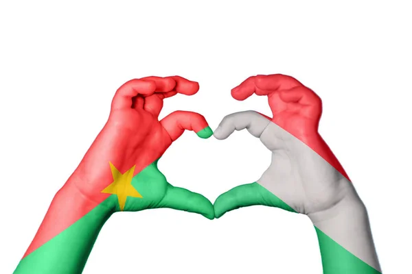 Burkina Faso Ungern Hjärta Hand Gest Att Göra Hjärta Klippning — Stockfoto