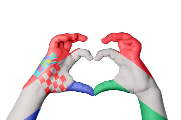 Hırvatistan Macaristan Kalbi Hareketi Kalp Yaptı Kırpma Yolu — Stok fotoğraf