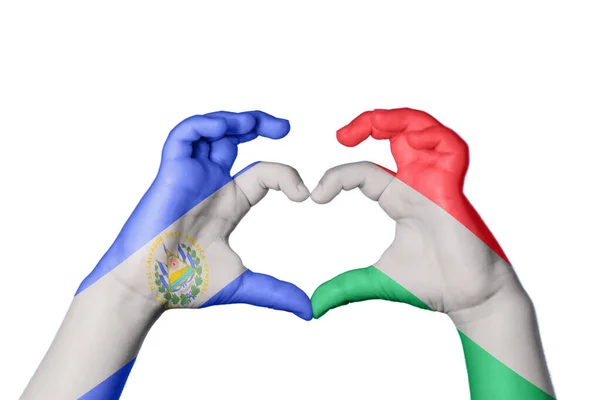Salvador Hungary Heart Hand Gesture Making Heart Clipping Path — Stock Photo, Image