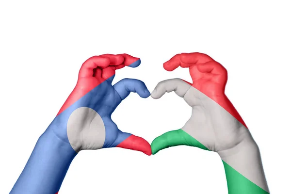 Laos Ungarn Herz Handbewegung Die Herz Macht Clipping Path — Stockfoto