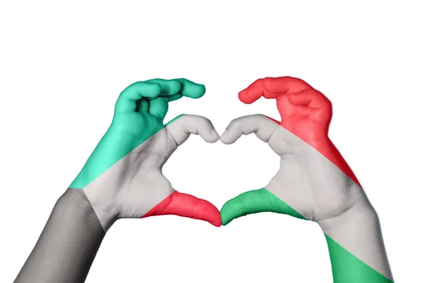Kuwait Ungarn Herz Handbewegung Die Herz Macht Clipping Path — Stockfoto