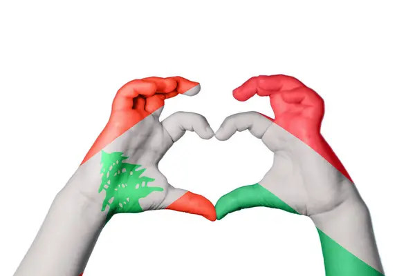 Libanon Ungarn Hjerte Håndbevegelse Som Gjør Hjertet Klippevei – stockfoto