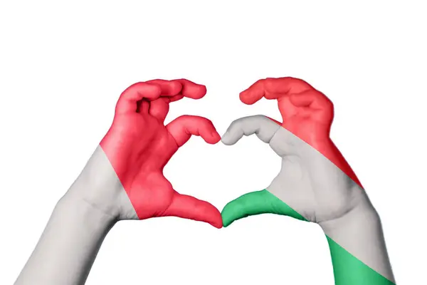 Malta Maďarsko Srdce Ruční Gesto Tvorby Srdce Ořezávání Cesta — Stock fotografie
