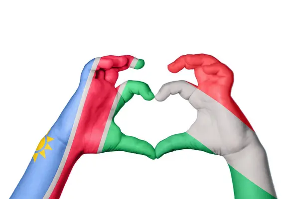 Намибия Венгрия Сердце Жест Руки Делает Сердце Клиппинг Путь — стоковое фото