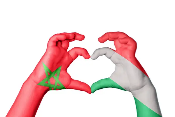 Marruecos Hungría Corazón Hacer Gestos Corazón Recortar Camino —  Fotos de Stock