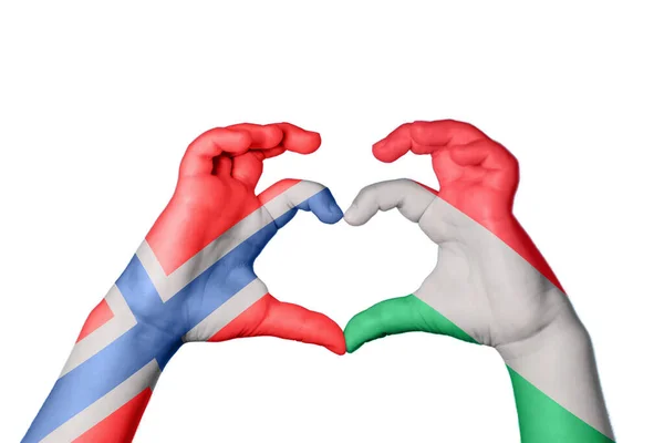 Norsko Maďarsko Srdce Ruční Gesto Dělat Srdce Ořezávání Stezka — Stock fotografie
