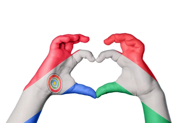 Paraguay Ungarn Herz Handbewegung Die Herz Macht Clipping Path — Stockfoto