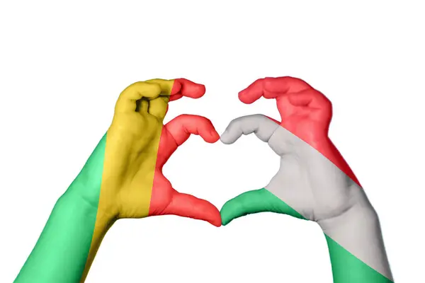 Kongói Köztársaság Magyarország Szív Kézmozdulatok Készítése Szív Vágóút — Stock Fotó