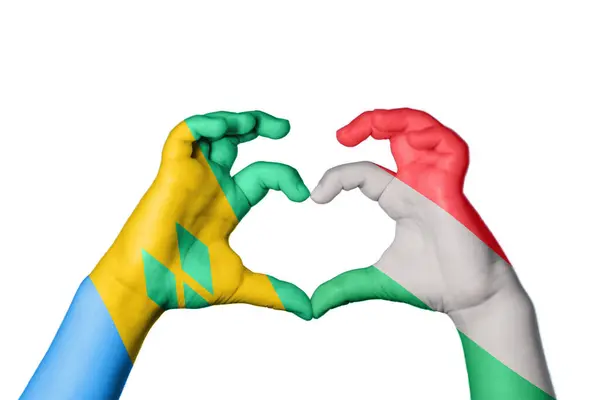Svatý Vincent Grenadiny Maďarsko Srdce Ruka Gesto Tvorby Srdce Ořezávání — Stock fotografie