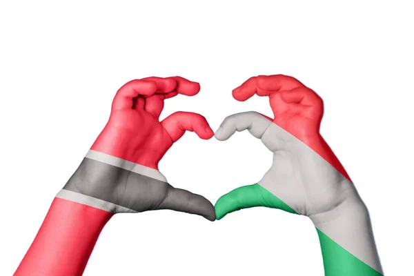 Trinidad Tobago Hungary Heart Hand Gesture Making Heart Clipping Path — Stock Photo, Image