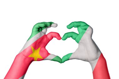 Surinam Italy Heart, hand jest making heart, Clipping Path