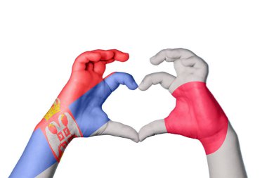 Sırbistan Japonya 'nın Kalbi ve El hareketi kalp yaptı, Kırpma Yolu