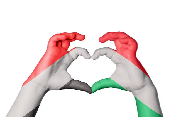 Jemen Ungarn Herz Handbewegung Die Herz Macht Clipping Path — Stockfoto