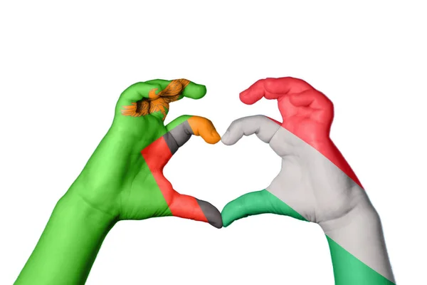Sambia Ungarn Herz Handbewegung Die Herz Macht Clipping Path — Stockfoto