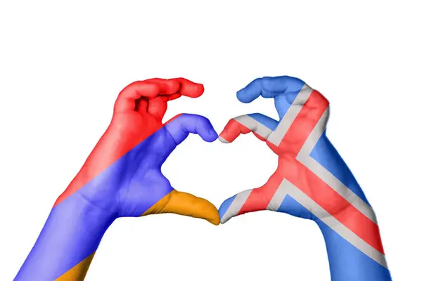 Arménia Islândia Coração Gesto Mão Que Faz Coração Clipping Path — Fotografia de Stock