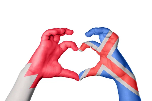 Bahrein Izland Szív Kézmozdulatkészítés Szív Vágási Útvonal — Stock Fotó