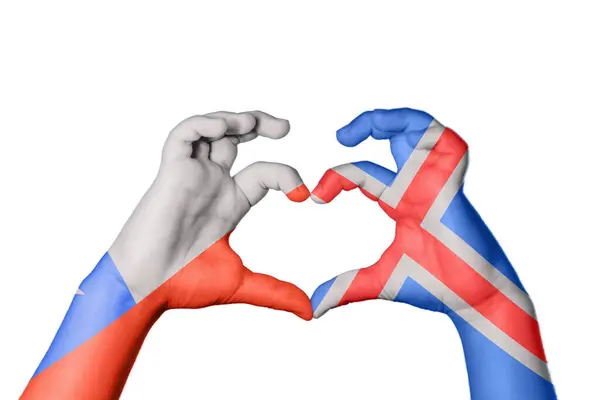 Chile Islândia Coração Gesto Mão Fazendo Coração Clipping Path — Fotografia de Stock