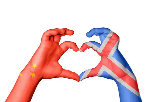 China Islândia Coração Gesto Mão Fazendo Coração Clipping Path — Fotografia de Stock