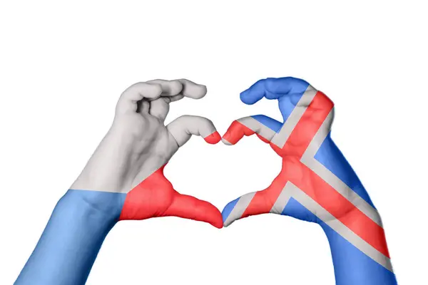 República Checa Islândia Coração Gesto Mão Que Faz Coração Clipping — Fotografia de Stock