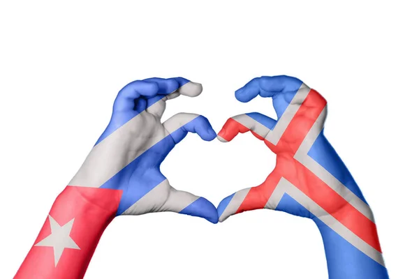 Kuba Island Hjärta Hand Gest Att Göra Hjärta Klippning Väg — Stockfoto