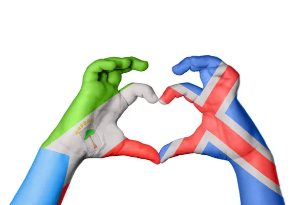 Екваторіальна Гвінея Ісландія Серце Жест Рук Робить Серце Відсічний Контур — стокове фото