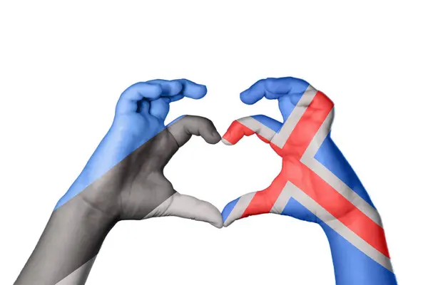 Estonsko Island Heart Ruční Gesto Tvorby Srdce Ořezávání Stezka — Stock fotografie