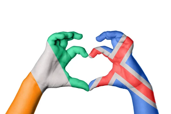 Ivory Coast Iceland Heart Hand Gesture Making Heart Clipping Path — Stock Photo, Image