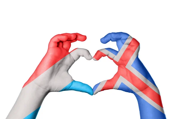 Luxemburgo Islândia Coração Gesto Mão Que Faz Coração Clipping Path — Fotografia de Stock