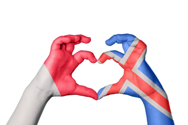 Мальта Ісландія Серце Жест Рук Робить Серце Відсічний Контур — стокове фото