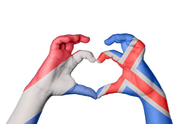 Holanda Islândia Coração Gesto Mão Fazendo Coração Clipping Path — Fotografia de Stock