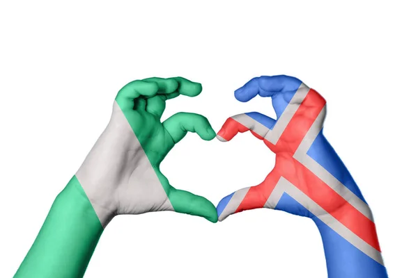 Nigérie Island Heart Ruční Gesto Tvorby Srdce Ořezávání Stezka — Stock fotografie