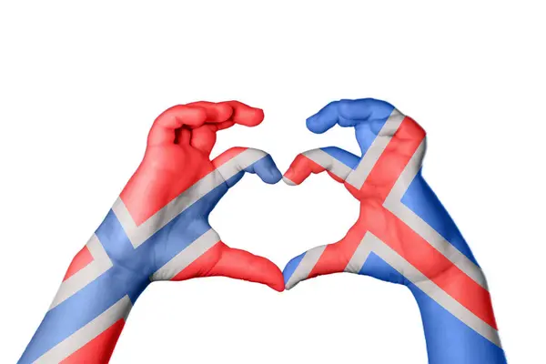 Norway Iceland Heart Hand Gesture Making Heart Clipping Path — Stock Photo, Image