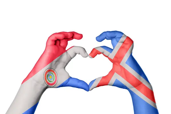 Paraguay Island Hjärta Hand Gest Att Göra Hjärta Klippning Vägen — Stockfoto