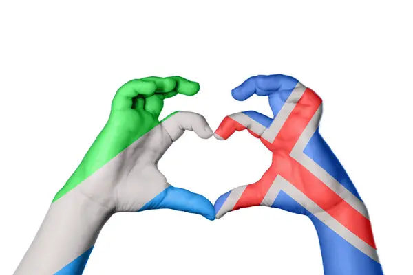 Serce Sierra Leone Islandia Gest Ręczny Serca Ścieżka Klipu — Zdjęcie stockowe