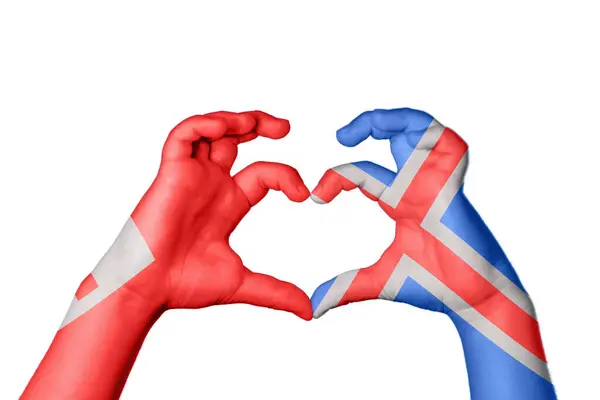 Тонга Ісландія Серце Жест Рук Робить Серце Відсічний Контур — стокове фото