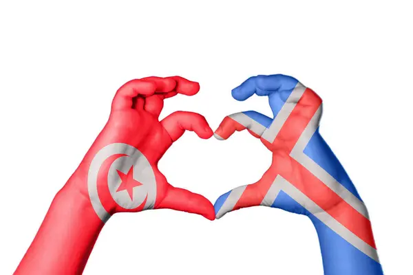 Tunísia Islândia Coração Gesto Mão Fazendo Coração Clipping Path — Fotografia de Stock