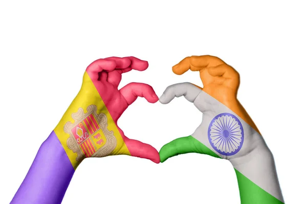 Andorra India Heart Hand Gesture Making Heart Clipping Path — Stock Photo, Image