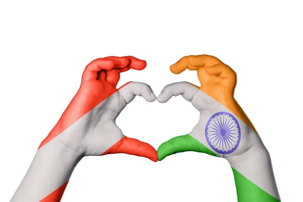 Ausztria India Szív Kéz Gesztus Készítő Szív Vágóút — Stock Fotó