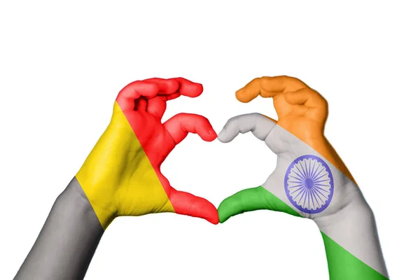 Bélgica Índia Coração Gesto Mão Que Faz Coração Clipping Path — Fotografia de Stock