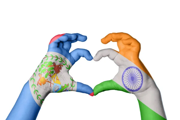 Belize India Heart Hand Gesture Making Heart Clipping Path — Stock Photo, Image