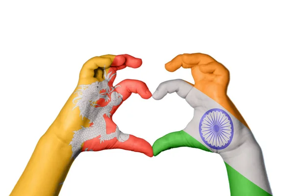 Bhután India Szív Kéz Gesztus Készítő Szív Vágási Útvonal — Stock Fotó