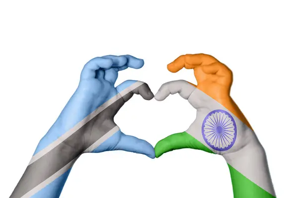 Μποτσουάνα Ινδία Καρδιά Χέρι Χειρονομία Κάνοντας Καρδιά Ψαλίδισμα Διαδρομή — Φωτογραφία Αρχείου