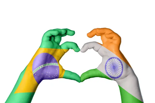Brazília India Szív Kézmozdulatok Készítése Szív Vágási Útvonal — Stock Fotó