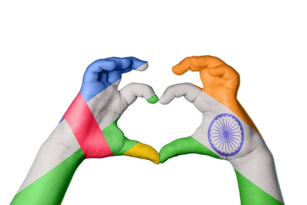 Centralafrikanska Republiken Indien Hjärta Hand Gest Att Göra Hjärta Klippning — Stockfoto