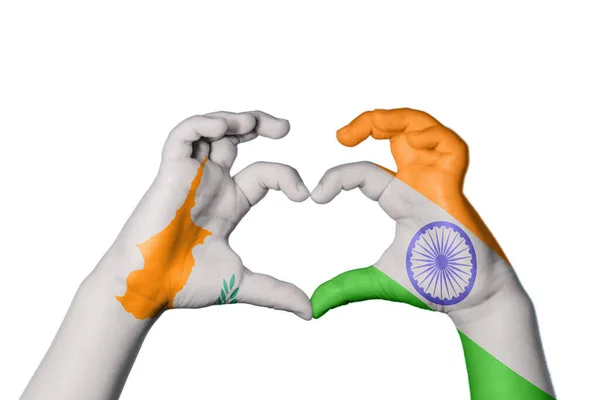 Cyprus India Heart Hand Gesture Making Heart Clipping Path — Stock Photo, Image