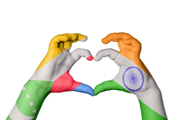 Κομόρες Ινδία Καρδιά Χέρι Χειρονομία Κάνοντας Καρδιά Ψαλίδισμα Μονοπάτι — Φωτογραφία Αρχείου