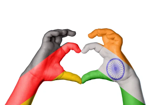 Németország India Szív Kéz Gesztus Készítés Szív Vágási Útvonal — Stock Fotó