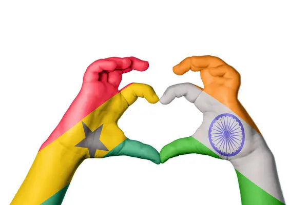Ghána India Szív Kéz Gesztus Készítő Szív Vágó — Stock Fotó