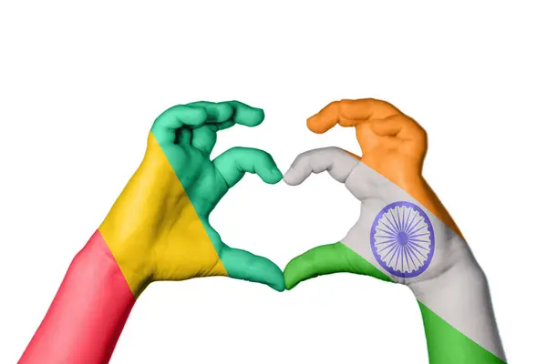 Guinea India Heart Hand Gesture Making Heart Clipping Path — Stock Photo, Image